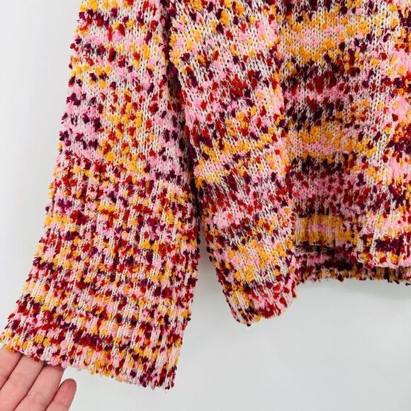 Marc New York Size Medium Pink & Yellow Boxy Wide Sleeve Mock Neck Knit Sweater - Picture 6 of 8